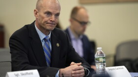 Deputy Chad Carleton responds to questioning, Thursday, Jan. 25, 2024, in Augusta, Maine, during a hearing of the independent commission investigating the law enforcement response to the mass shooting in Lewiston, Maine. Carleton is one of the individual officers who handed early complaints about shooter Robert Card.