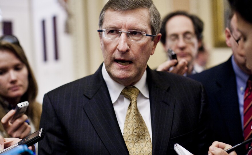 Senate Budget Chairman Kent Conrad, D-N.D., speaks to the media at the Capitol in March.