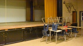 The cafeteria and stage area will be used as a community space for meetings and events.