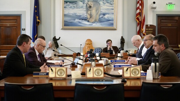 Members of the conference committee for House Bill 289 meet in the Senate Finance Committee on March 19, 2026.