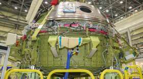 A look at the Starliner that will soon fly the uncrewed Orbital Flight Test soon after the dome mate activities at the Boeing Commercial Crew and Cargo Processing Facility at the Kennedy Space Center. Photo: Boeing