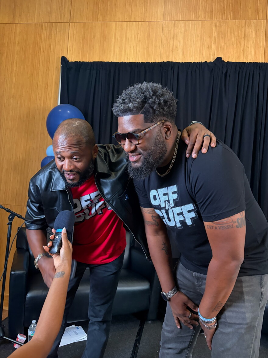 Terrance "Wolfgang" Baldwin and Pastor Lee B. Walker Jr. podcasts host at Cuts and Conversations
