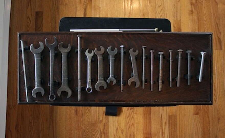 A glockenspiel made out of hand tools.