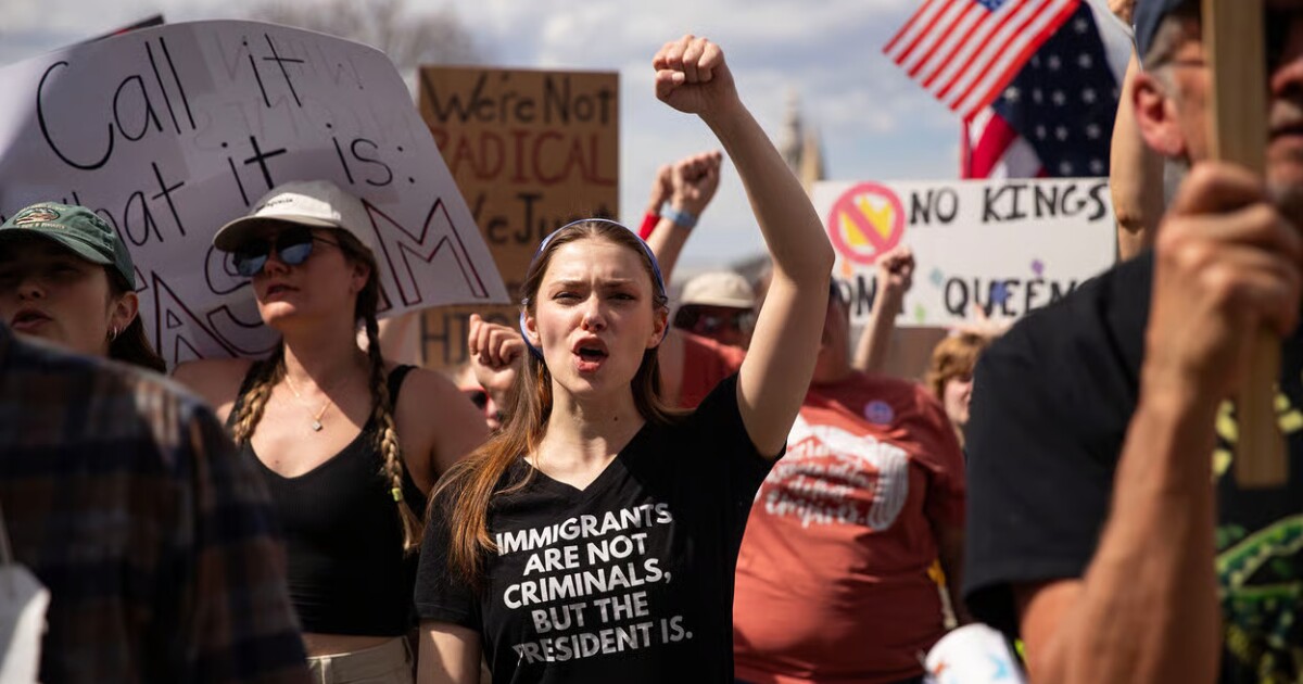 Thousands gather from around Colorado for third ‘No Kings' demonstration in Denver