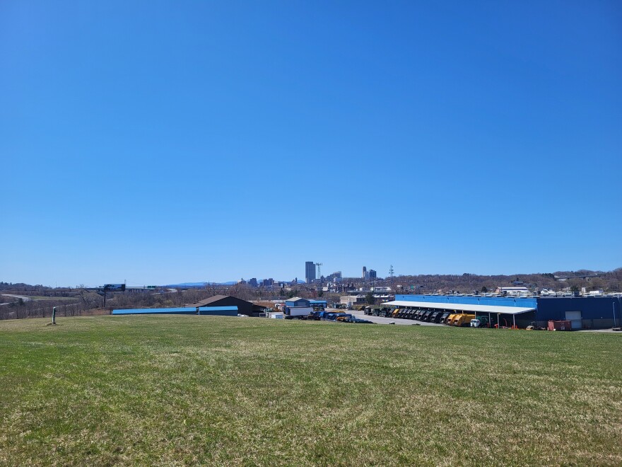 The capped-off former North Albany Landfill, soon to become a solar farm site, as seen on April 17th, 2025.