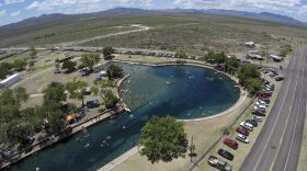 An aerial view of the popular spring-fed swimming pool at Balmorhea State Park in Toyahvale. Balmorhea and other Texas state parks have an estimated $781 million in deferred maintenance needs.