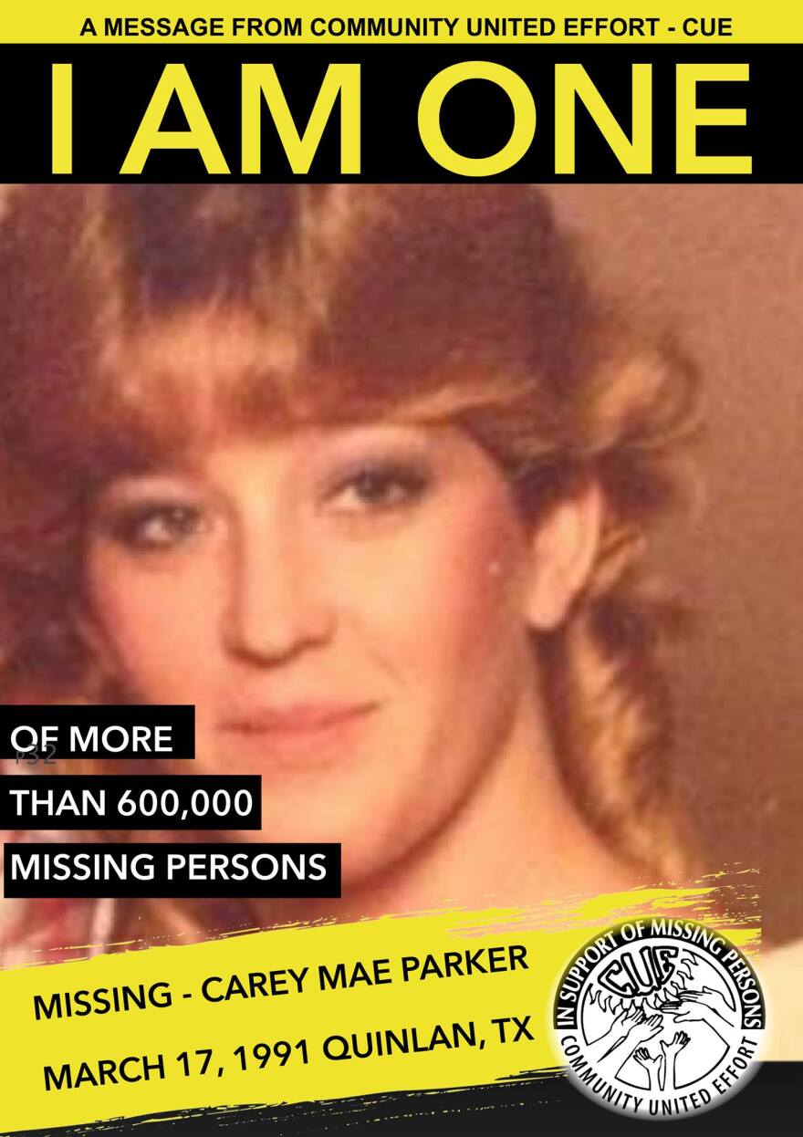 A missing person poster created by the North Carolina-based CUE Center, which assisted in Saturday's search.