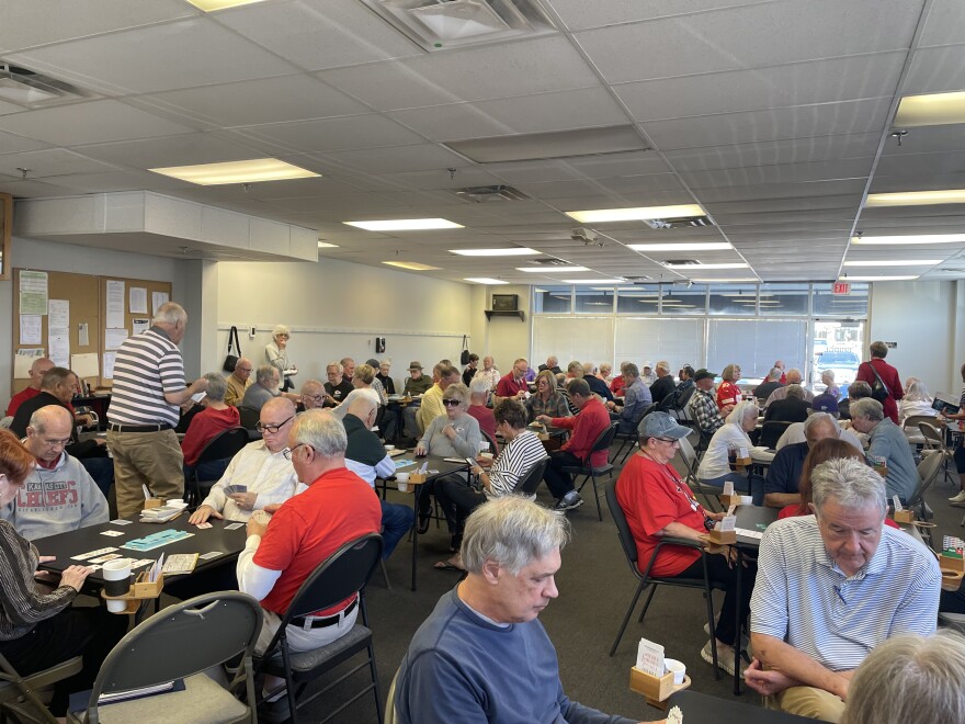 A sea of diehard bridge players fills the tables of the Kansas City Bridge Studio on Friday afternoon.