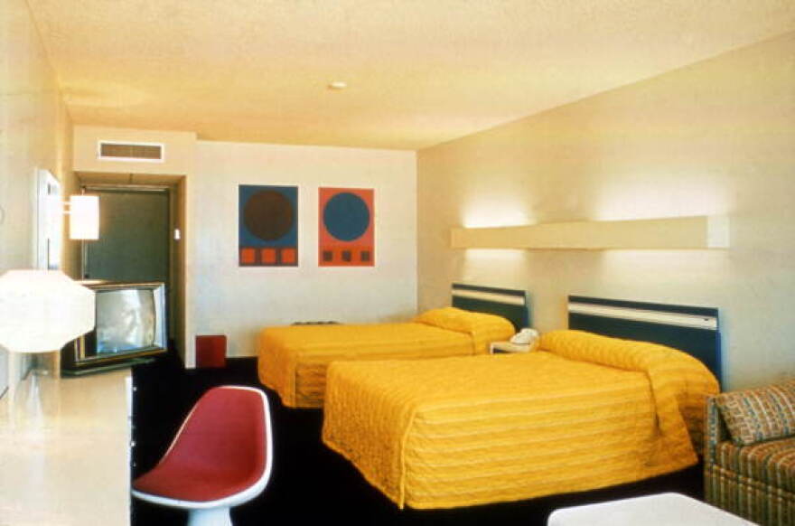 Interior view of a hotel room - Marineland, Florida. 1980