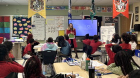 Lieutenant Governor Susan Bysiewicz engaged with curious fifth graders at Mauro-Sheridan Interdistrict Magnet School Tuesday about why Latinos are such an important group in Connecticut.