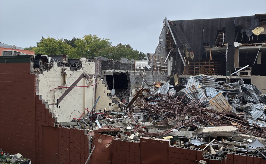demolition of the book store site in East Lansing. 