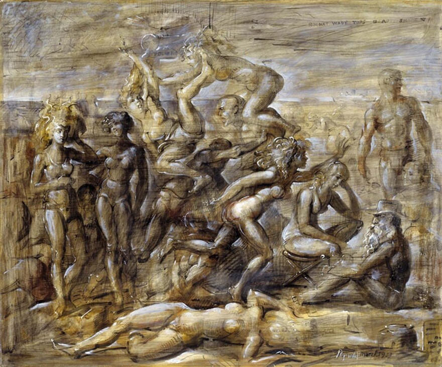 Ashcan School painter Reginald Marsh taught Sara Roby, who was an amateur artist. Above, Marsh's 1951 work, <em>Coney Island Beach.</em>