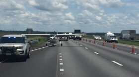 The plane forced multiple lane closures on Interstate 75 when it made an emergency landing just after 12 p.m. (Maggie DesRosiers / WUFT News)
