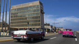 The U.S. embassy in Havana, Cuba (left) in 2017.