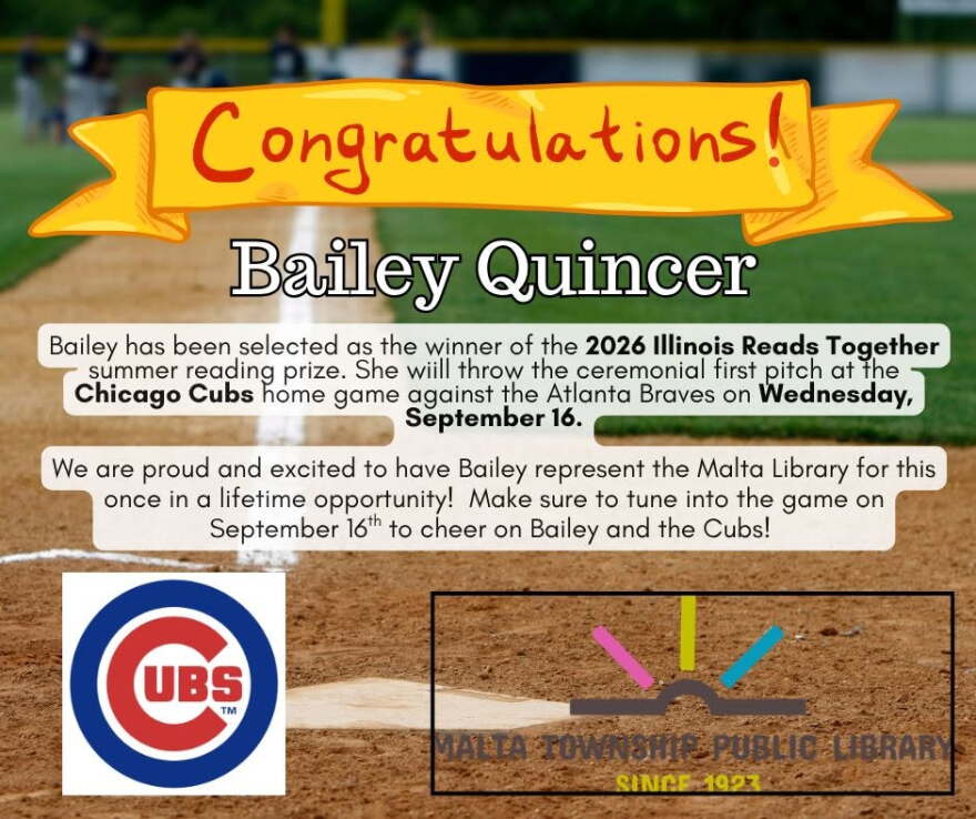 Bailey Quincer was selected as the winner of the 2026 Illinois Reads Together initiative.