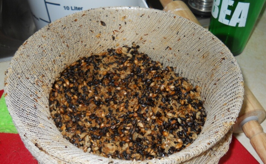 After crushed hops, oats, and barley are stewed in the brew, the spent grains are removed. Homebrewer Jon Peck added them to his homemade bread recipe.