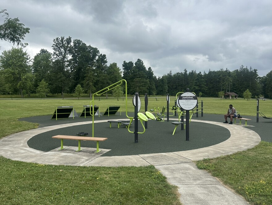 Multi-generational exercise area at Como Lake Park.
