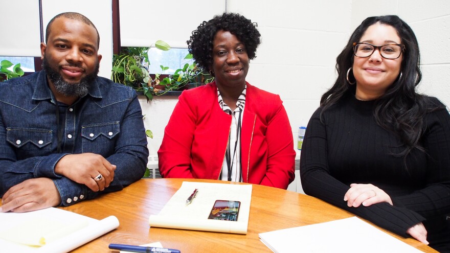 From left, Damany Gordon is diversity and equity specialist at Amherst Schools; Doreen Cunningham is assistant superintendent of diversity, equity and human resources; and Jennifer Ortiz is an administrator of human resources.