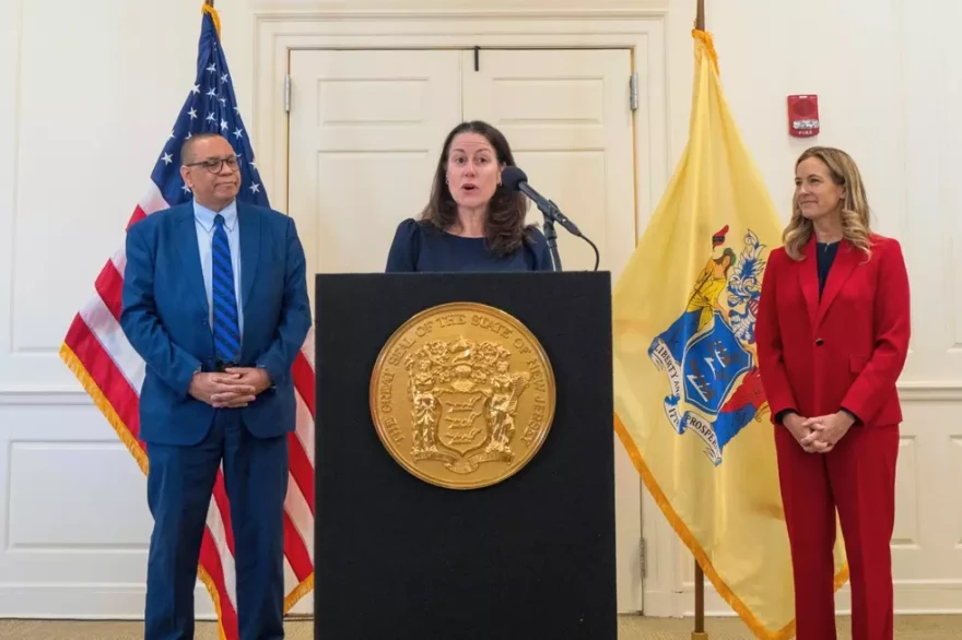 Jennifer Davenport speaks after Mikie Sherrill announces her as the next state attorney general