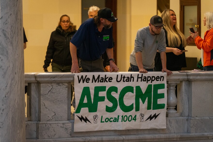 Educators were joined with other public union members at the rally, like members of the American Federation of State, County and Municipal Employees.