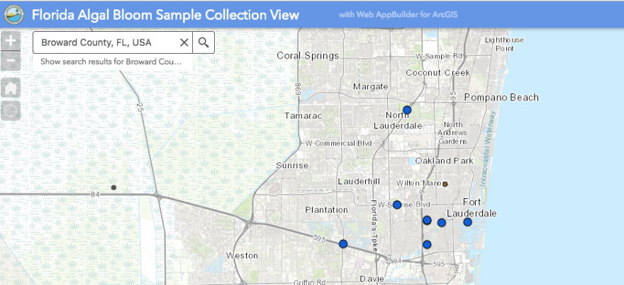 The Florida Dept. of Environmental Protection keeps track of where algal blooms have been spotted in each county. Here's where algae has been sampled recently in Broward County.