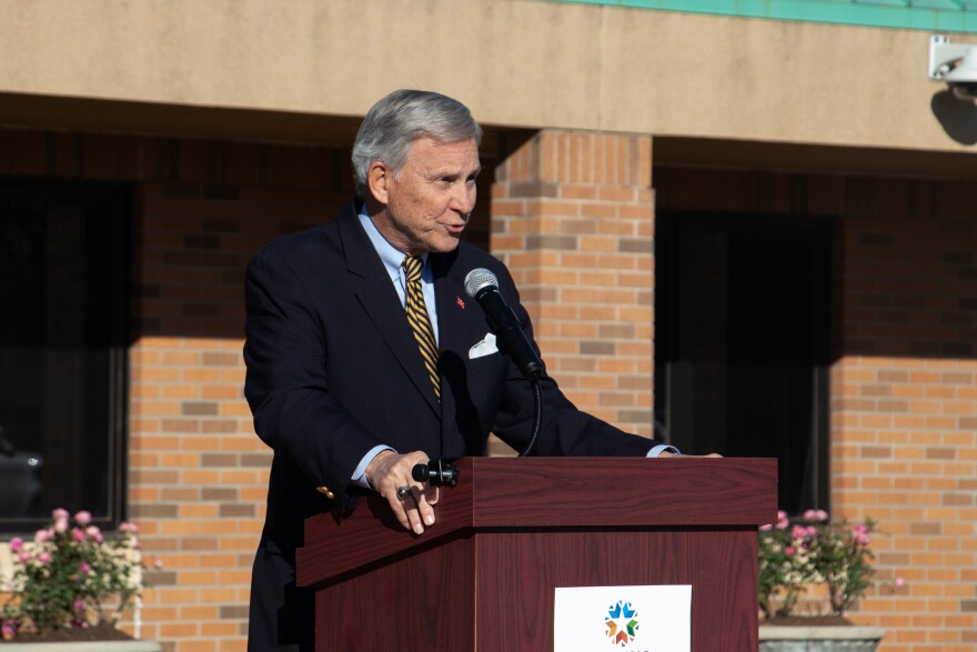 Oklahoma Department of Mental Health Interim Commissioner Greg Slavonic speaks during a ribbon-cutting ceremony for a new inpatient facility in Oklahoma City.