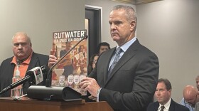 Tom Morgan, Republic National Distributing Company’s executive vice president for Indiana, speaks in opposition of a bill letting beer wholesalers sell liquor-based mixed drinks on Tuesday, Jan. 9, 2024.