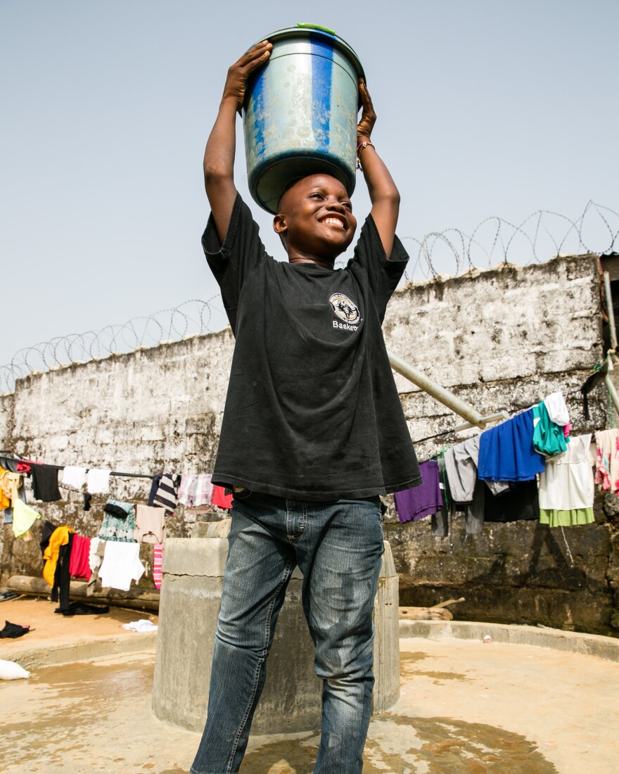 With his new leg, Sundaygar can carry water, but he says it is difficult.