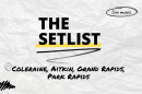 "The Setlist" and "Coleraine, Aitkin, Grand Rapids, Park Rapids" written over a crumpled paper background.