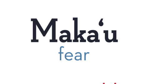 Makaʻu means fear, frightened, afraid, cowardly, timid, unsafe or dangerous. 