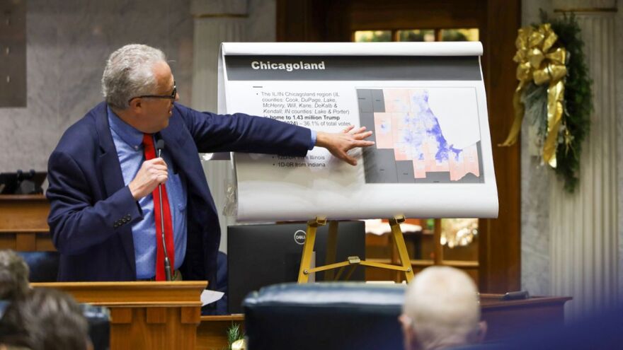Sen. Mike Gaskill (R-Pendleton), Senate sponsor of the redistricting bill, speaks before the vote on Thursday, Dec. 11.