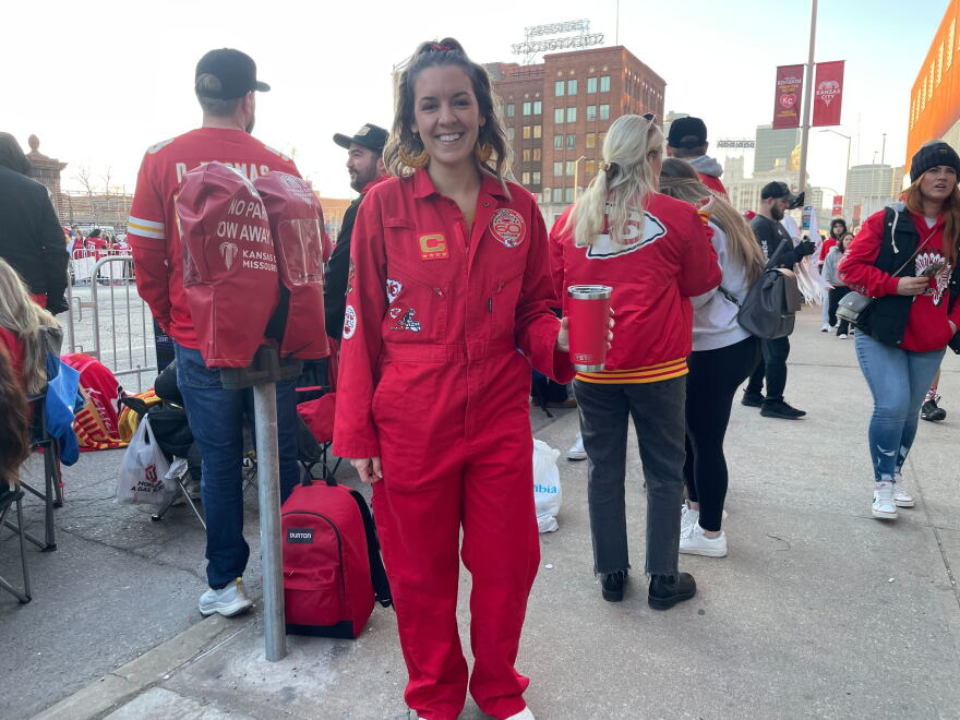 Paige Webb at the Chiefs victory parade on Feb. 14, 2024.