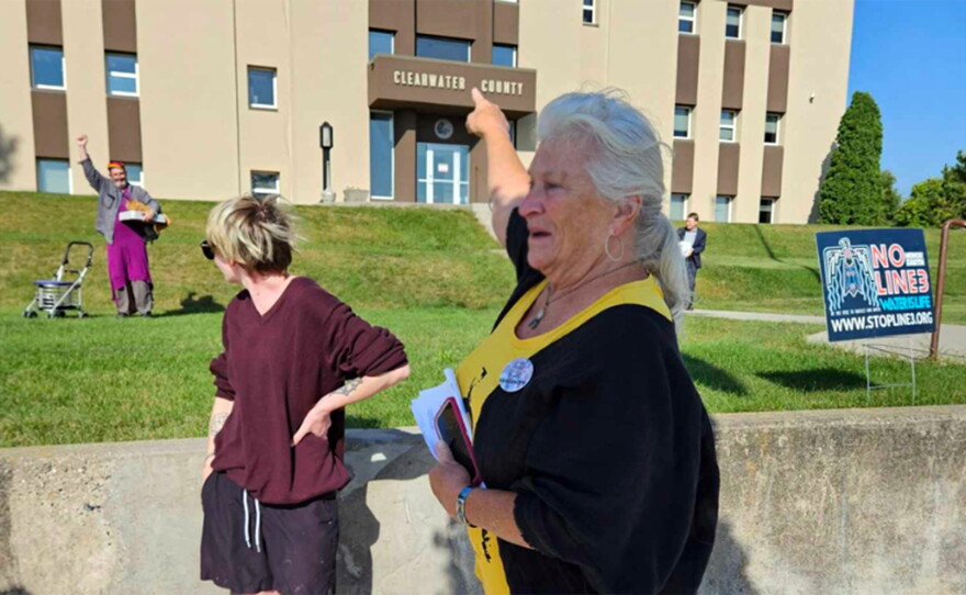 Jill Ferguson stands in front of the Clearwater County Courthouse on Wednesday, Aug. 30, 2023, while the jury deliberates its verdict.