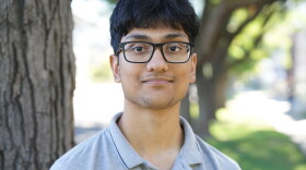 Rahul Nair stands in front of the Utah State Board of Education in Salt Lake City, Sept. 4, 2026. The high school senior wants to start a student-led taskforce tackling AI policy in the classroom.