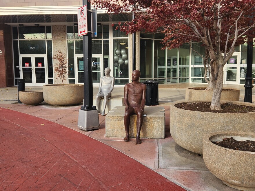 Sculptures on Park Central Square in downtown Springfield, Mo. (photo taken November 10, 2025).