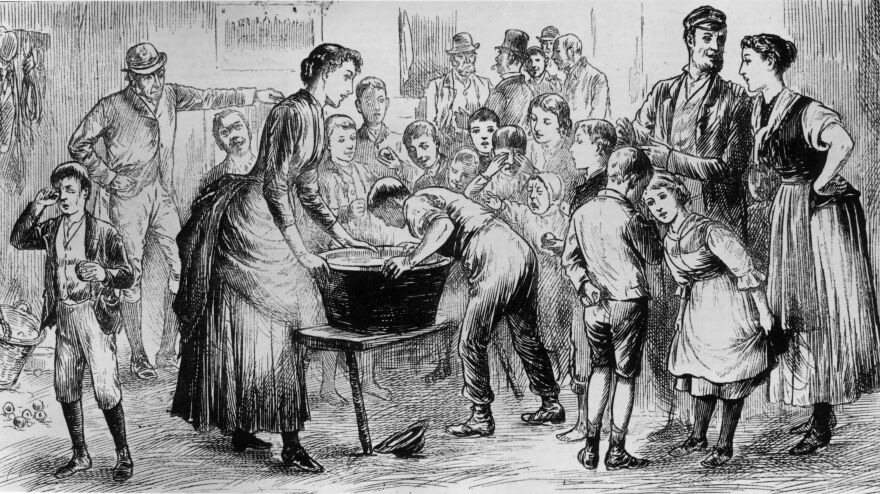 In 1886, Irish Halloween celebrations included bobbing for apples.