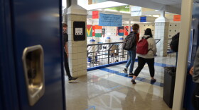 Kids walk to class in the hallway of Worthington Kilbourne High School. All students will be back in the district's schools for in-person learning starting March 22.