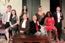 Cast of 'The Game's Afoot' [back row]: Dalton Foose, Kieran Strosser, Cindi Heimberg and Louise Monaco; [front row, seated]: Peyton McCarthy, Deanne Boozer, Scott Carpenter and Marie Baptiste.