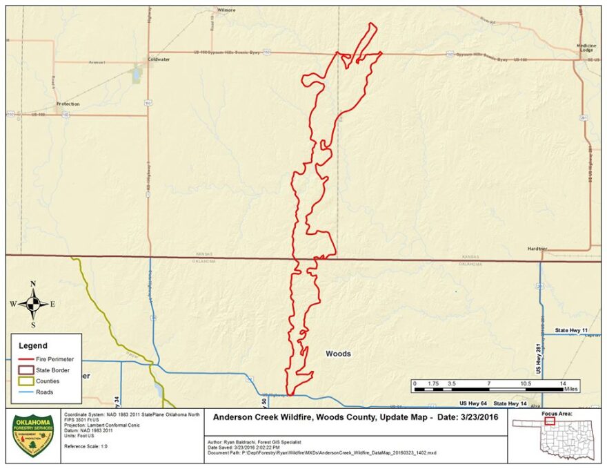 Map of the Anderson Creek wildfire.