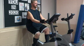 Mark completes a series of workouts before departing to Bloomington for work.