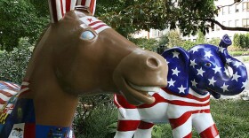 The symbols of the Democratic (donkey) and Republican (elephant) parties are seen on display in Washington, D.C. in 2008. (Karen Bleier/AFP/Getty Images)