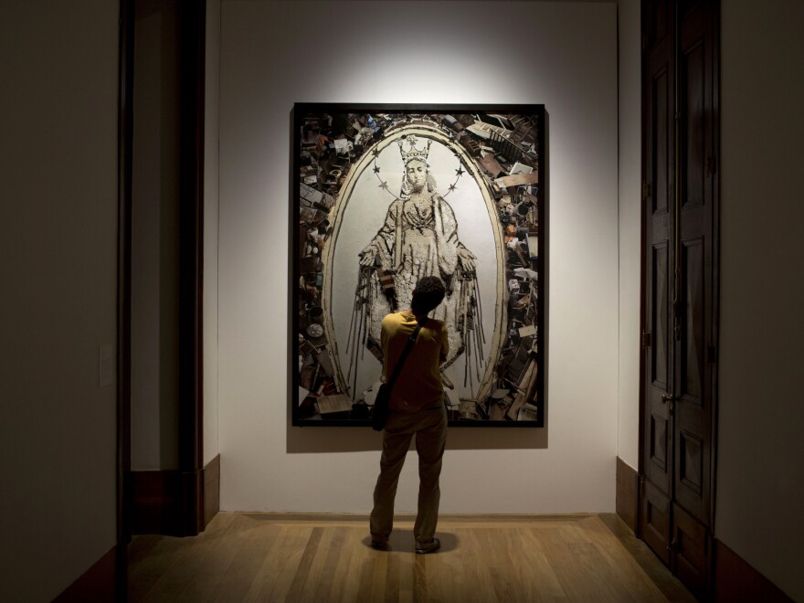 This photograph by Vik Muniz, titled <em>Nossa Senhora das Gracas,</em> at the Casa Daros museum in Rio de Janeiro, Brazil, in March.