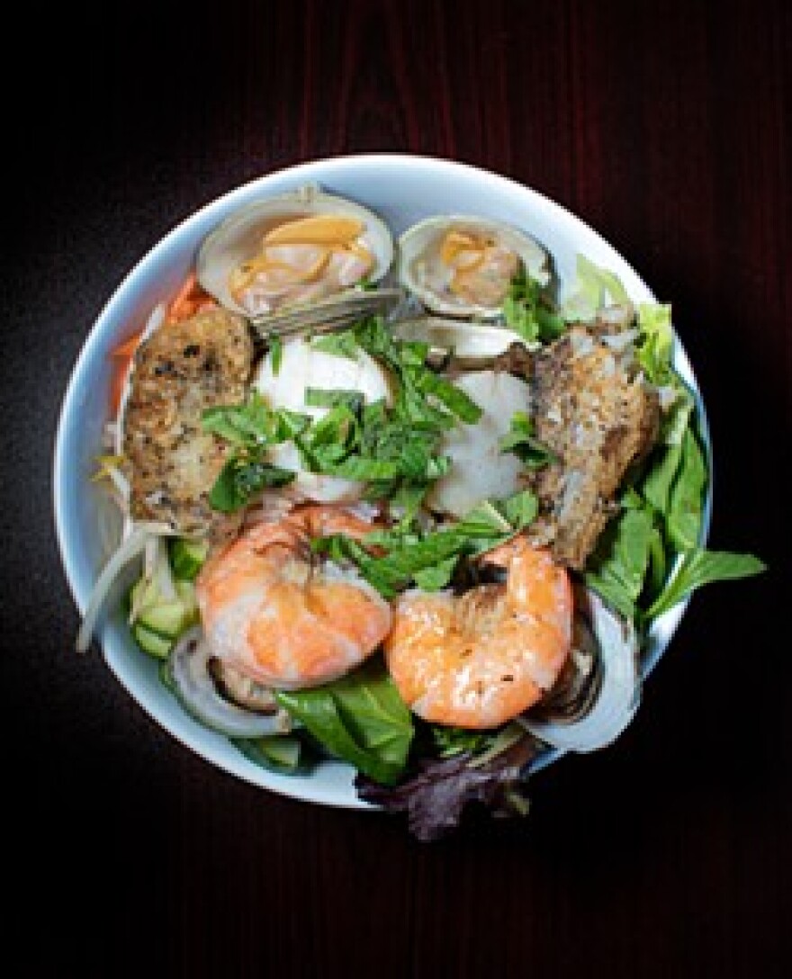 Seafood vermicelli noodle bowl.