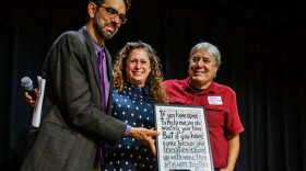 Abigail Disney receiving an award at the United for a Fair Economy 25th Anniversary Celebration. (Photo by Pedro Cruz/Courtesy of United for a Fair Economy)