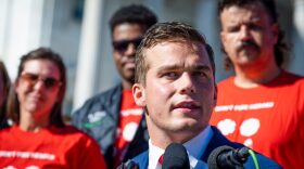 Rep. Madison Cawthorn (R-NC) speaks during a press conference in front of the U.S. Capitol in Washington, DC.