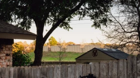 A residential home sits yards away from the Bruder drill site, owned by TotalEnergies, in Arlington.