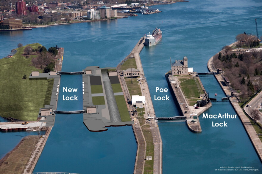 Depiction of where the new Soo lock will be