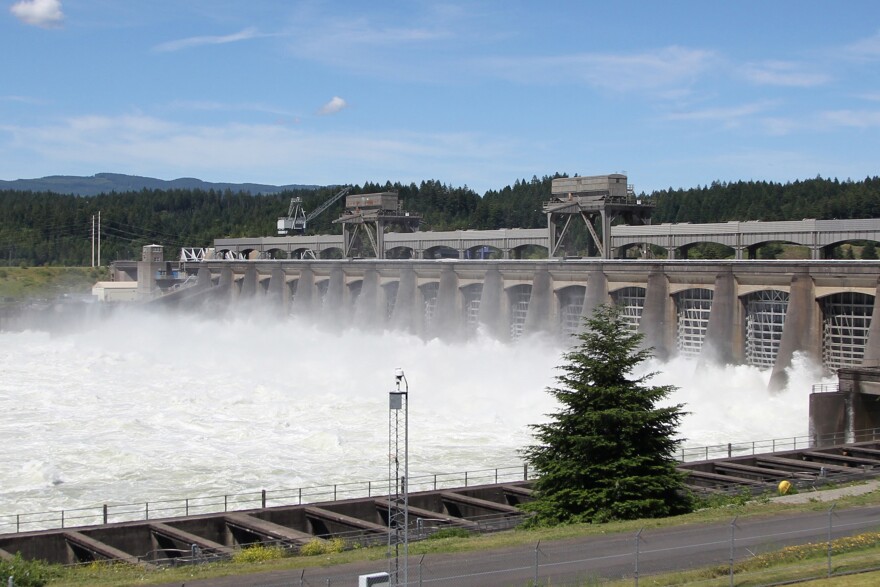 In this June 27, 2012, file photo, water flows through the Bonneville Dam near Cascade, Ore. Two prominent Pacific Northwest tribes are calling for the removal three major hydroelectric dams on the Columbia River.