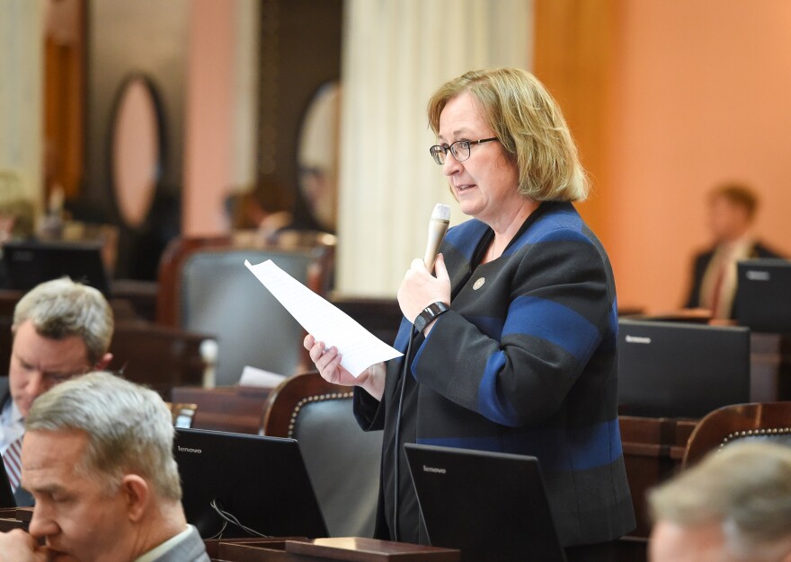 Rep. Laura Lanese (R-Grove City) speaks on the Ohio House floor in April 2018.