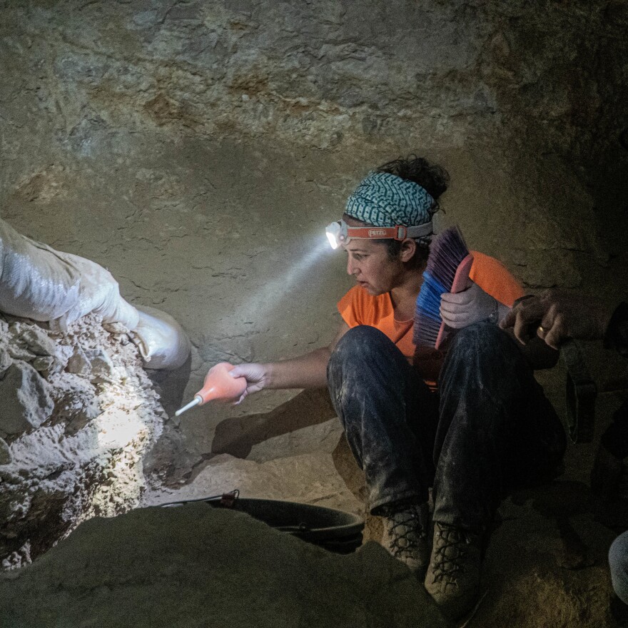 Excavations in Muraba'at Cave.